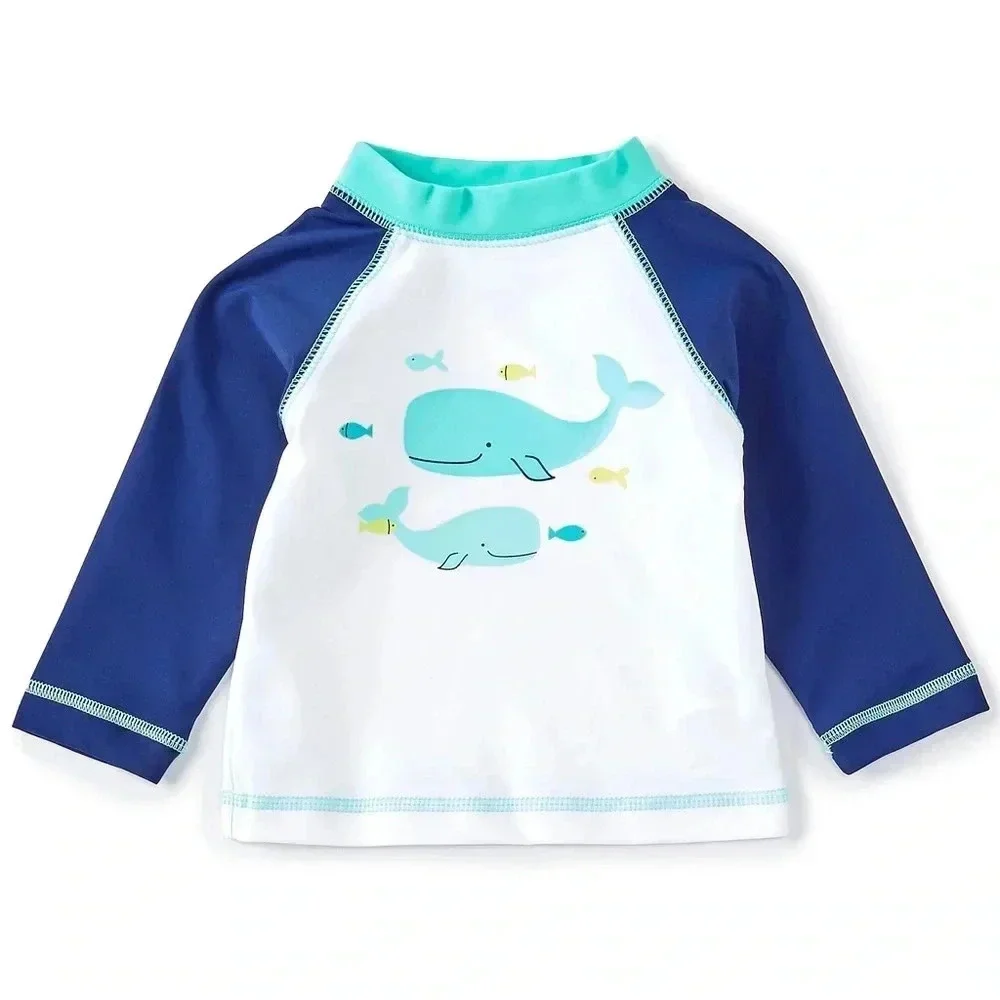 Little Me Blue Whale Colorblock Pullover Swimwear Rash Guard 12-18 Months NWOT